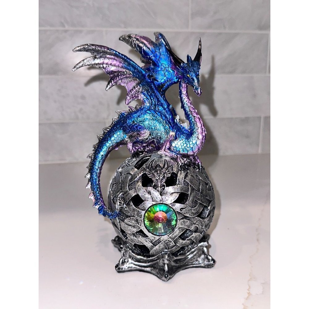 Blue Dragon Perching on Color Changing LED Orb Night Ligth